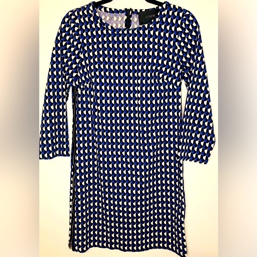 J. Crew Graphic Black and Purple Crewneck Cotton Stretch Dress Size 00! - Picture 4 of 11